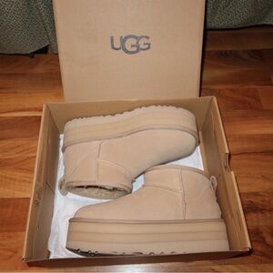 UGG Ultra Mini Platform Ankle Boots Mustard Seed